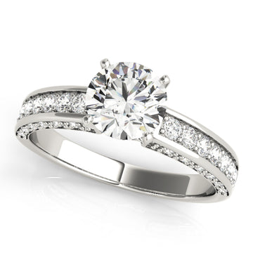 Silver Single Row Engagement Ring Prong Set